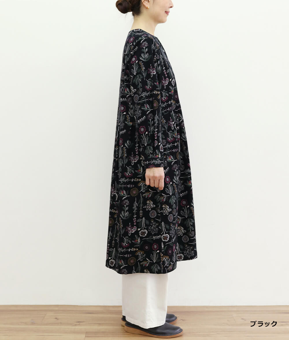 【SALE20%OFF】コーディロイ草花柄ワンピース