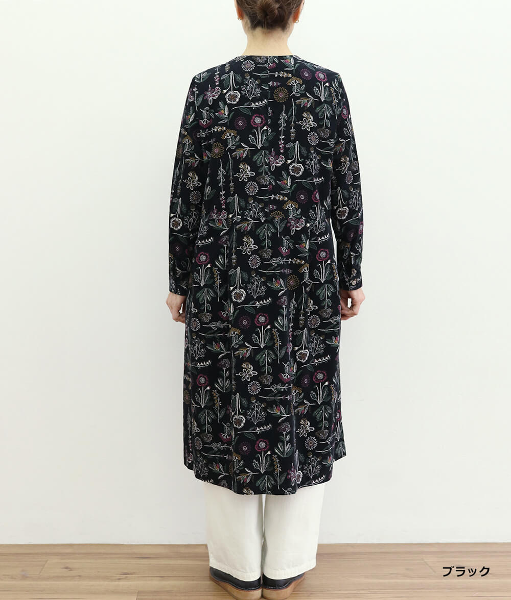 【SALE20%OFF】コーディロイ草花柄ワンピース