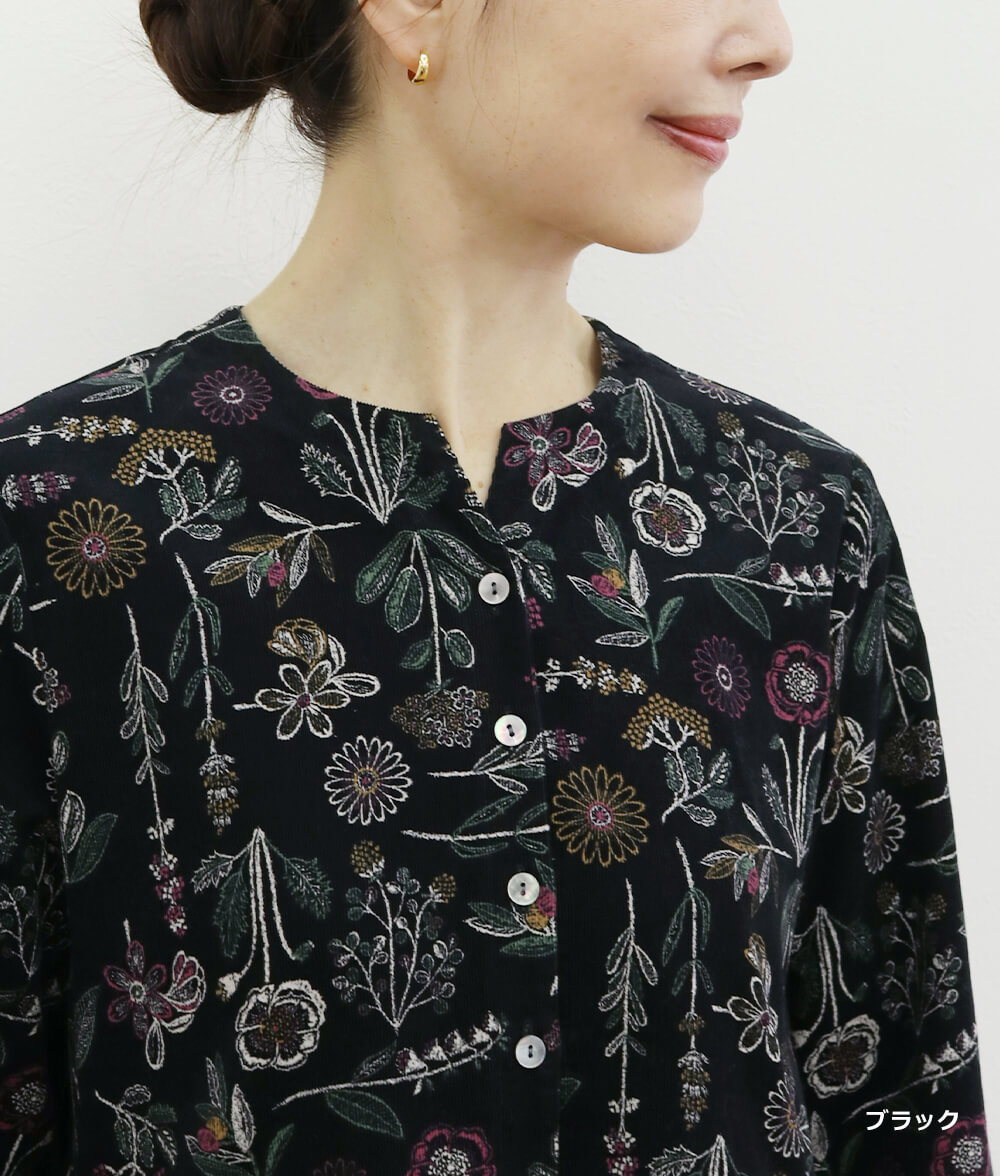 【SALE20%OFF】コーディロイ草花柄ワンピース