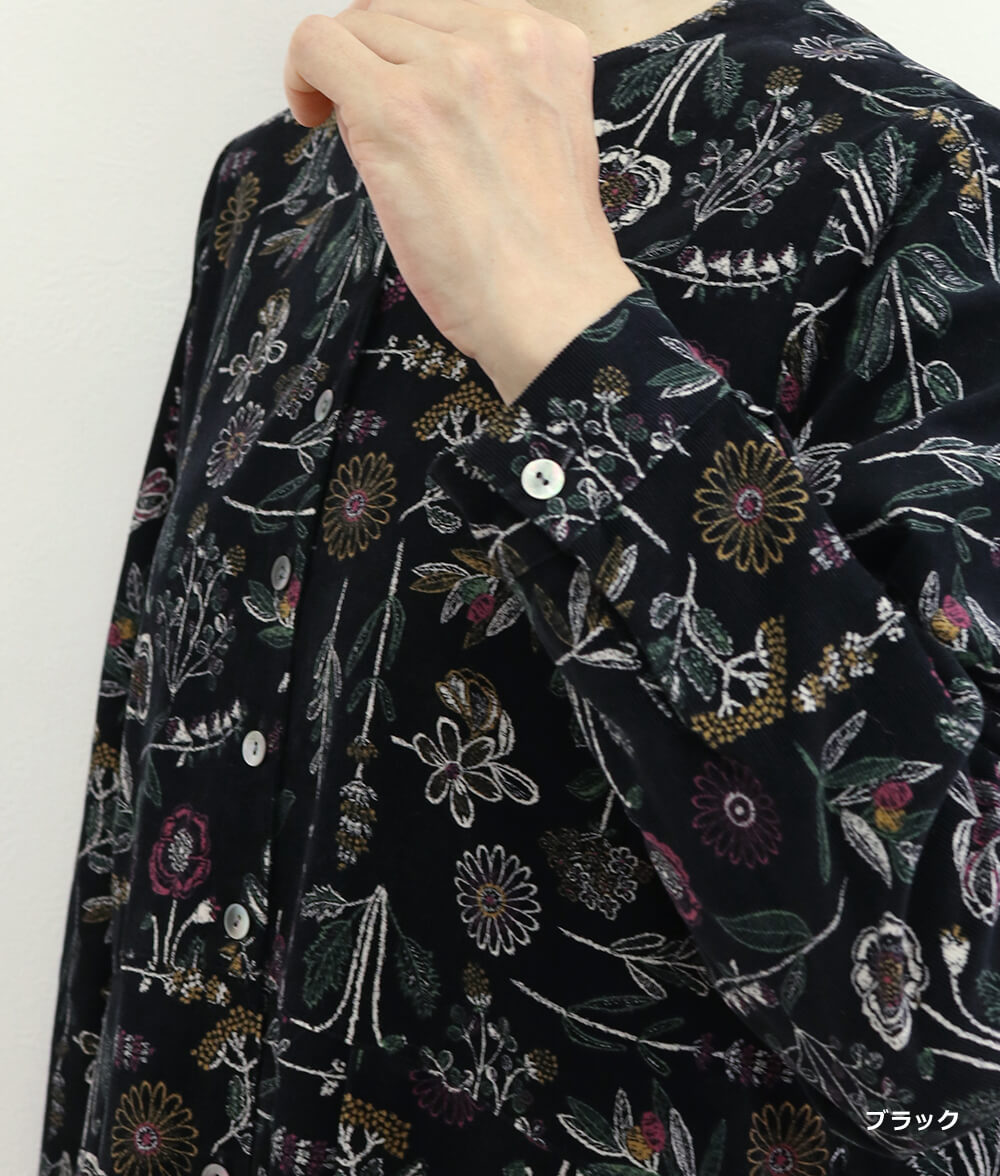 【SALE20%OFF】コーディロイ草花柄ワンピース