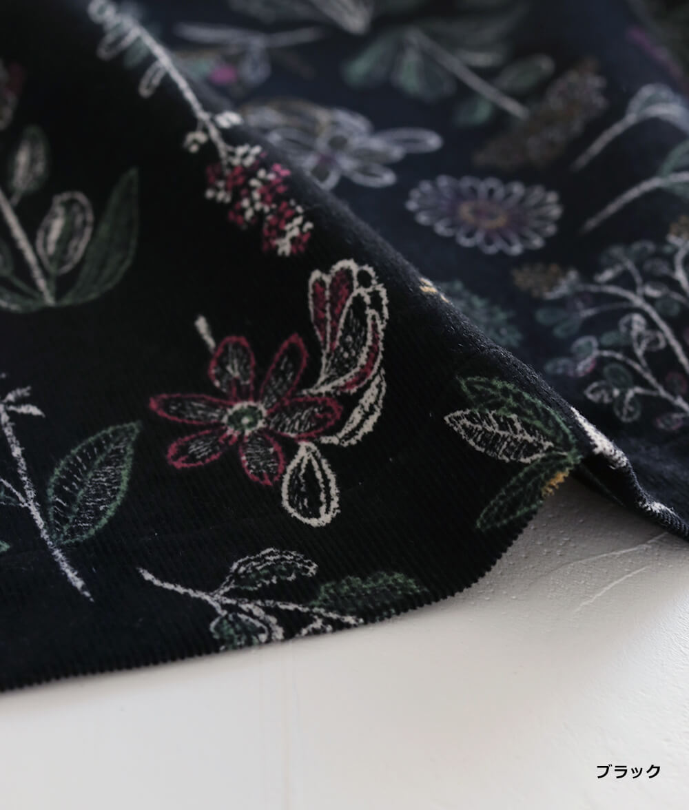 【SALE20%OFF】コーディロイ草花柄ワンピース