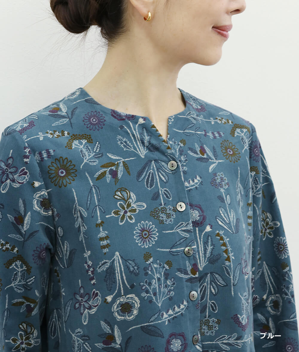 【SALE20%OFF】コーディロイ草花柄ワンピース