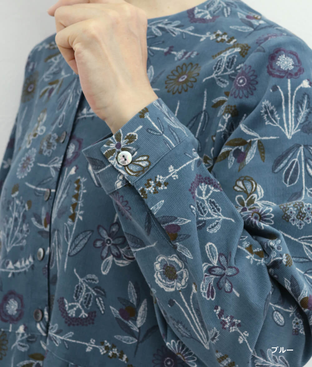【SALE20%OFF】コーディロイ草花柄ワンピース