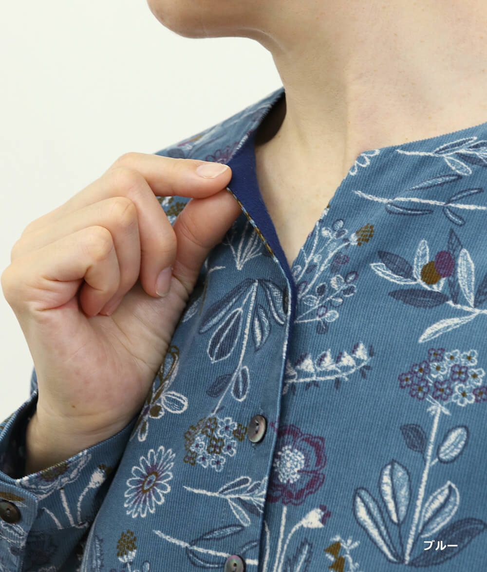 【SALE20%OFF】コーディロイ草花柄ワンピース