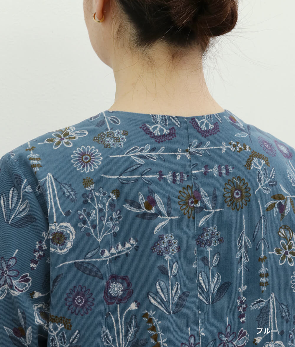 【SALE20%OFF】コーディロイ草花柄ワンピース