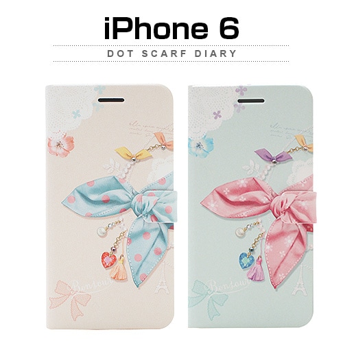 iPhone6s/6 ケース Happymori Dot Scarf Diary(ドットスカーフダイアリー)アイフォン