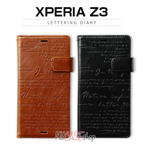 docomo au softbank【Xperia Z3 ケース】ZENUS Lettering Diary （レタリングダイアリー）Brown, Black