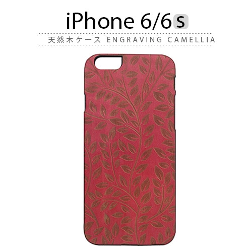 iPhone6s ケース 天然木 Man&Wood Engraving Camellia（マンアンドウッド エングレイビング カメリア）アイフォン iPhone6