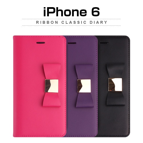 【訳あり アウトレット】 iPhone 14 / 14 Pro / 13 ケース カバー 手帳型 本革 LAYBLOCK Ribbon Classic Diary [for iPhone SE3（第3世代）/SE2（第2世代）/8/7/6s/6]