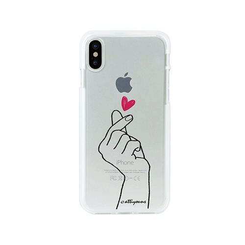 iPhone XS / X ケース Dparks ソフトクリアケース 指ハート（ディーパークス ユビハート）アイフォン カバー