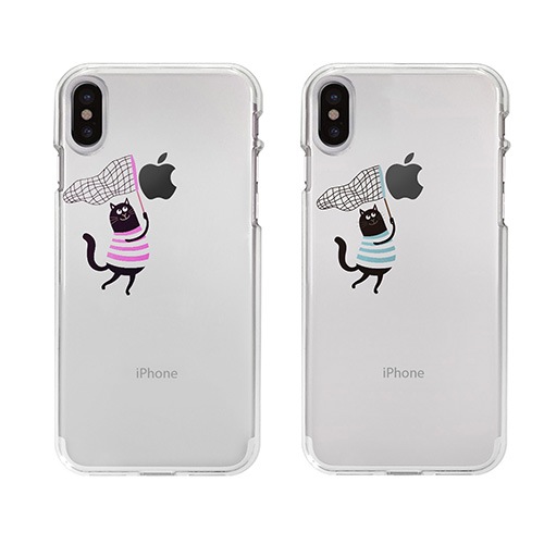 【iPhone XS / X ケース】 Dparks ソフトクリアケース 虫取りネコ