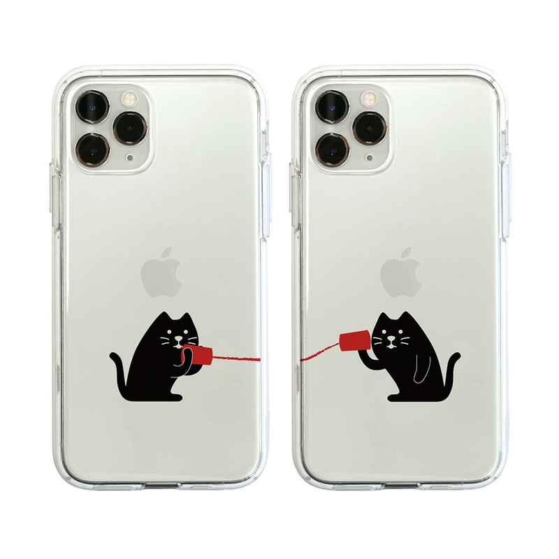 iPhone 11 Pro /  iPhone 11 ケース iPhone XS / X ケース iPhone XR ケース Dparks ソフトクリアケース 糸電話ネコ（ディーパークス）アイフォン カバー