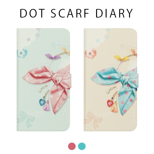 iPhone XS / X ケース Happymori Dot Scarf Diary 手帳型 （ハッピーモリ ドットスカーフダイアリー）アイフォン カバー