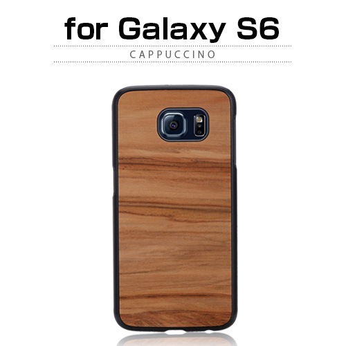 【訳あり アウトレット】Galaxy S6 ケース Man&Wood 天然木ケース Cappuccino（テンネンモクケース カプチーノ） ギャラクシー
