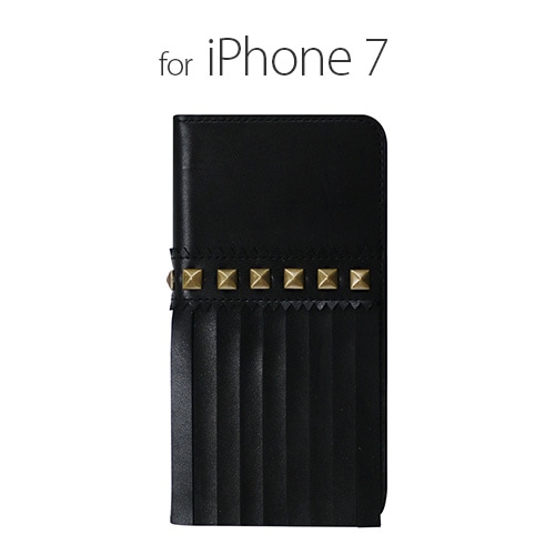 【訳あり アウトレット】 iPhone SE (第3世代) ケース カバー 手帳型 本革 abbi ブラックフリンジダイアリー [iPhone SE3/SE2/8/7]