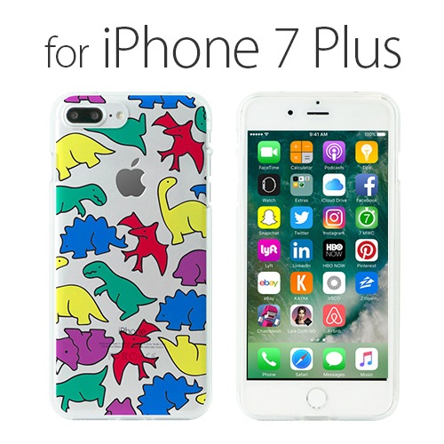 【訳あり アウトレット】 iPhone 8 Plus / 7 Plus ケース Dparks ソフトクリアケース カラフルザウルス （ディーパークス） アイフォン カバー バータイプ