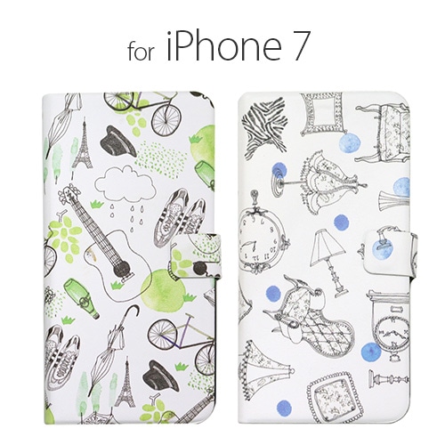 【訳あり アウトレット】 iPhone 8 / 7ケース 手帳型 Happymori French Cafe Diary（ハッピーモリ フレンチカフェダイアリー）アイフォン カバー