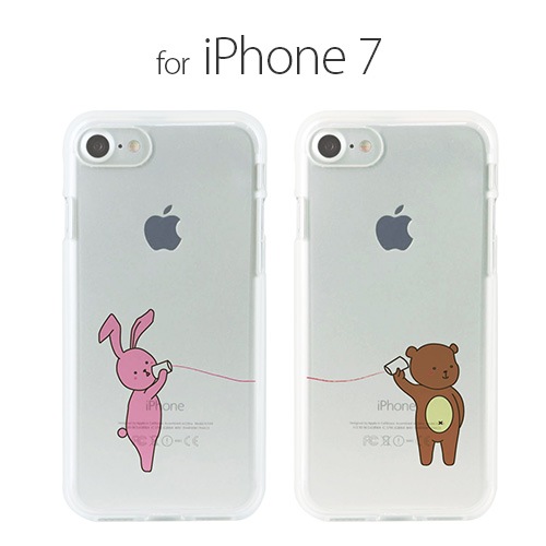 【訳あり アウトレット】 iPhone 8 / 7ケース Dparks ソフトクリアケース 糸電話（ディーパークス）アイフォン カバー ウサギ クマ