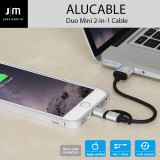 MFi認証 ライトニング＆micro-USB 変換ケーブル Just Mobile AluCable Duo mini（ジャストモバイル アルケーブルデュオミニ）10cm 2in1タイプ アルミ製 充