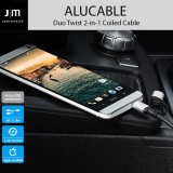 MFi認証 ライトニング＆micro-USB 変換ケーブル Just Mobile AluCable Duo Twist（ジャストモバイル アルケーブルツイスト）1.8M 2in1タイプ アルミ製 コ
