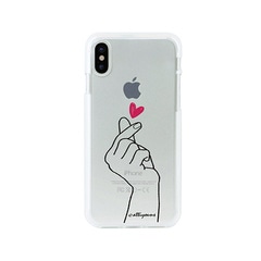 【訳あり アウトレット】 iPhone XS / X ケース Dparks ソフトクリアケース 指ハート（ディーパークス ユビハート）アイフォン カバー
