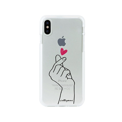 【訳あり アウトレット】 iPhone XS / X ケース Dparks ソフトクリアケース 指ハート（ディーパークス ユビハート）アイフォン カバー