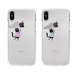 【訳あり アウトレット】 iPhone XS / X ケース Dparks ソフトクリアケース 虫取りネコ