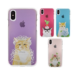 【訳あり アウトレット】 iPhone XS / X ケース Dparks ソフトクリアケース パステルネコ（ディーパークス）アイフォン カバー