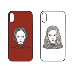 【訳あり アウトレット】iPhone Xケース Dparks ブラックケース 少女のイラスト（ディーパークス）アイフォン カバー