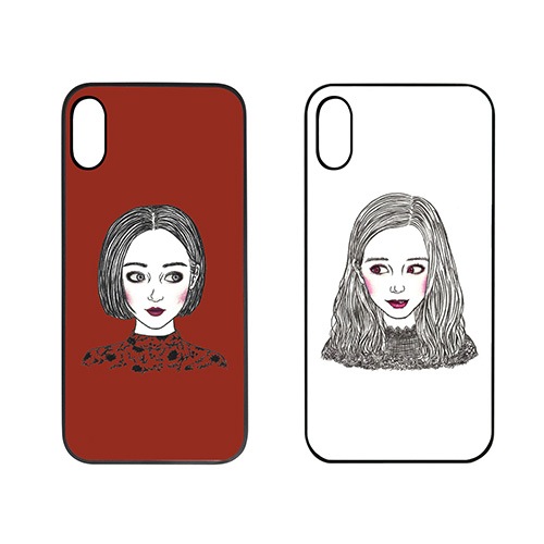 【訳あり アウトレット】iPhone Xケース Dparks ブラックケース 少女のイラスト（ディーパークス）アイフォン カバー