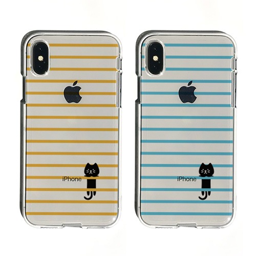 iPhone XS / X ケース iPhone XR ケース Dparks ソフトクリアケース ボーダーネコ（ディーパークス）アイフォン カバー