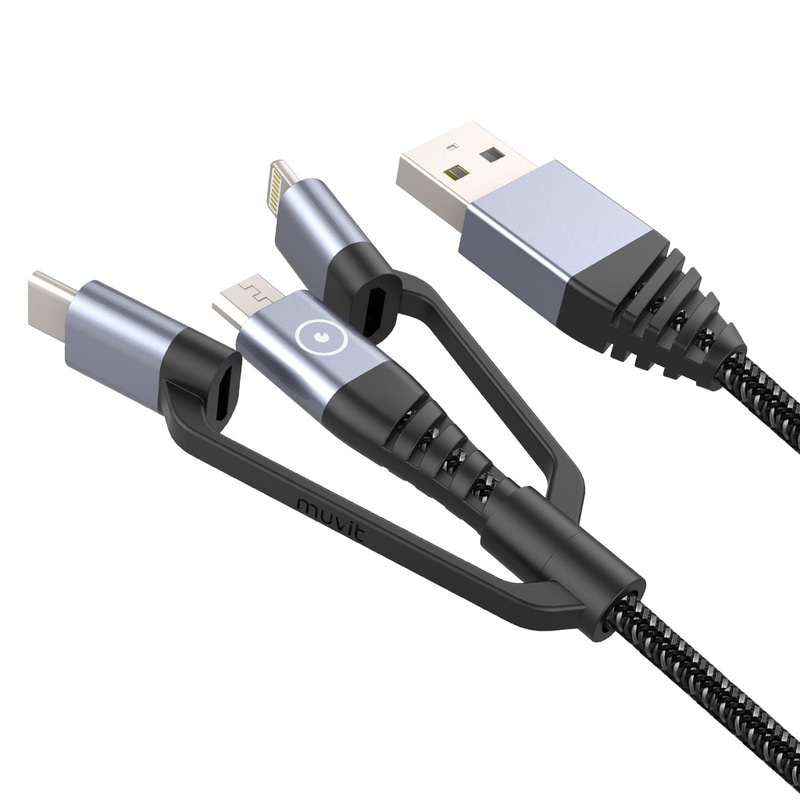 10年保証 断線しない Mfi認証 マルチケーブル Muvit Ultra Strong Tiger Cable 3in1 1 2m ムービット ウルトラストロング タイガーケーブル 3イン1 1 2メートル 充電 データ転送 対応 Micro Usb Usb C Lightning Mycaseshop 通販