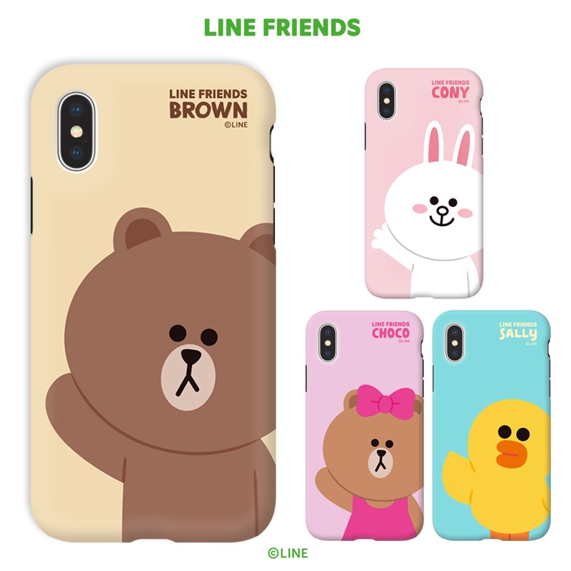 【訳あり アウトレット】 iPhone SE (第3世代) ケース カバー LINE FRIENDS DUAL GUARD ベーシック [iPhone SE3/SE2/XS/X/XS Max/XR]