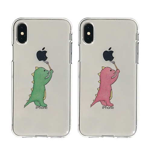 【訳あり アウトレット】 iPhone 11 Pro Max / X / XS Max ケース Dparks ソフトクリアケース お絵かきザウルス 恐竜 