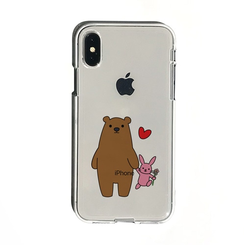 【訳あり アウトレット】 iPhone XS / X ケース iPhone XR ケース Dparks ソフトクリアケース クマとウサギ（ディーパークス）アイフォン カバー