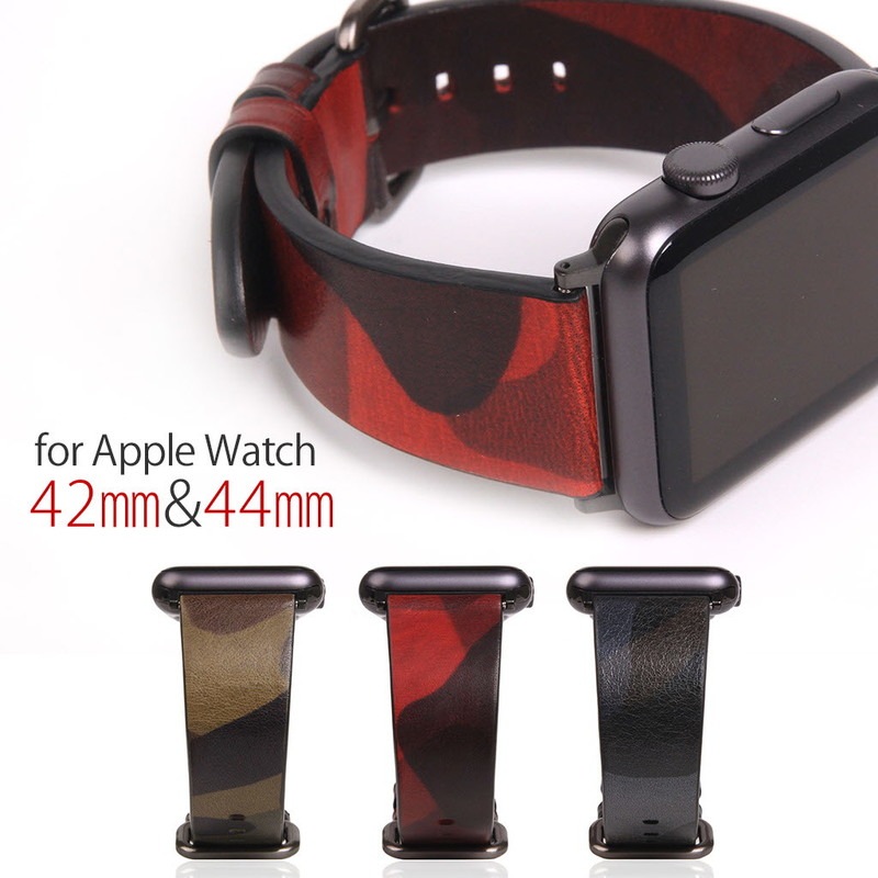 【訳あり アウトレット】 Apple Watch バンド 本革 アップルウォッチ Series 1/ 2/ 3 (42mm)、Series 4/ 5/ 6/ SE （44mm）対応 SLG Design Italian Camo Leather （アップルウォッチバンド イタリアンカモレザー） カモフラージュ柄 アップルウォッチ 2020 新型対応 