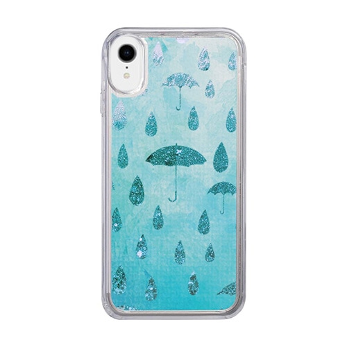 【訳あり アウトレット】 iPhone XS / X ケース iPhone XR ケース icover Sparkle case Raining day（アイカバー スパークルケース レイニングデー）キラキラ ラメ 流れる グリッター 動く アイフォン カバー