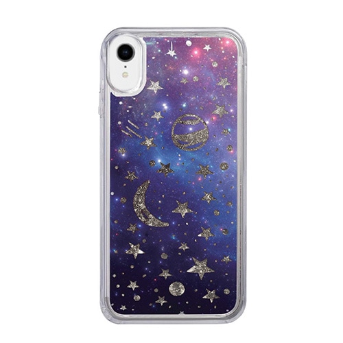 【訳あり アウトレット】 iPhone XS / X ケース iPhone XR ケース icover Sparkle case Space（アイカバー スパークルケース スペース）キラキラ ラメ 流れる グリッター 動く アイフォン カバー