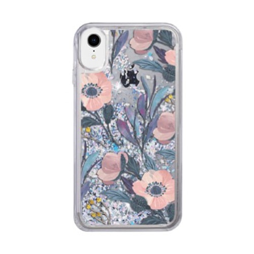 【訳あり アウトレット】 iPhone XR ケース icover Sparkle case Cyan Garden（アイカバー スパークルケース シアンガーデン）キラキラ ラメ 流れる グリッター 動く アイフォン カバー