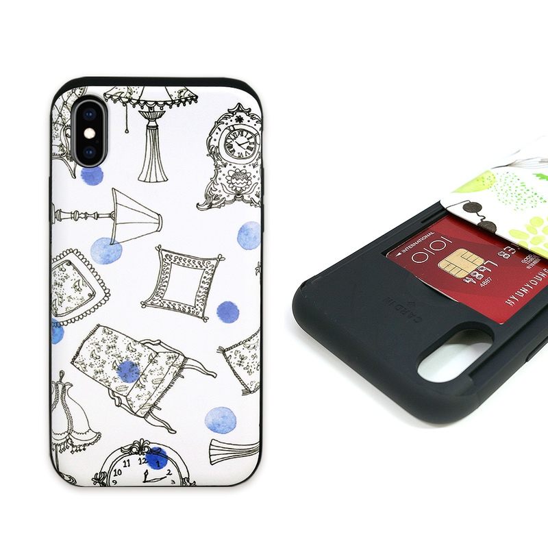 【訳あり アウトレット】 iPhone XS / X ケース iPhone XR ケース Happymori Card slide French Cafe（ハッピーモリ カードスライド フレンチカフェ）アイフォン カバー スライド式 カード収納 