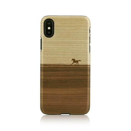 【訳あり アウトレット】 iPhone XS / X ケース天然木 Man&Wood Mustang（マンアンドウッド マスタング）アイフォン カバー 木製