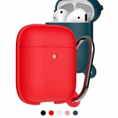 AirPods 2 カラビナ付きケース araree AirPods Case POPS ＜Wireless Charging Case専用＞（エアーポッズケース ポップス ワイヤレスチャージングケースセンヨウ）airpods カバー 耐衝撃保護 ソフト シリコン素材 革風 Apple AirPods2 第2世代 収納可能 ワイヤレス充電対応
