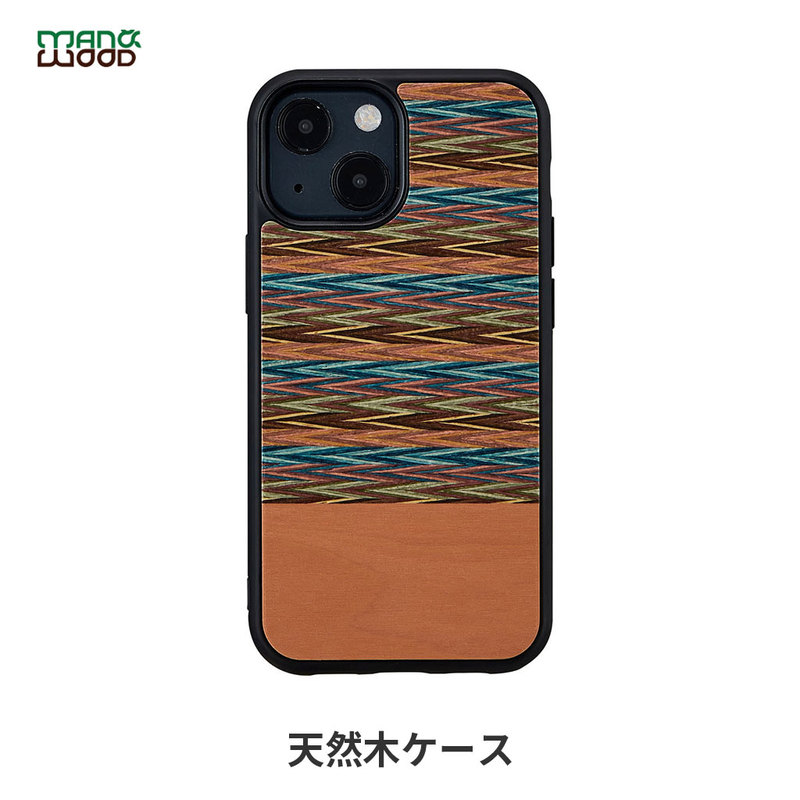 iPhone 13 mini ケース 天然木 バックカバー Man&Wood Browny Check 【 iPhone 12 mini / iPhone 11 Pro 】 木製 背面カバー型 アイフォンケース 