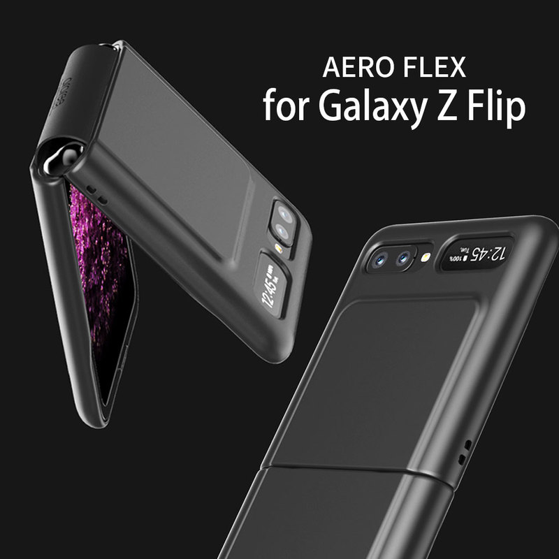 Galaxy Z Flip | Z Flip 5G ケース araree Aero Flex （アラリー エアロフレックス） ギャラクシー ゼット フリップ カバー ブラック SCV47 SCG04 傷に強い ストラップホール付き 背面カバー型