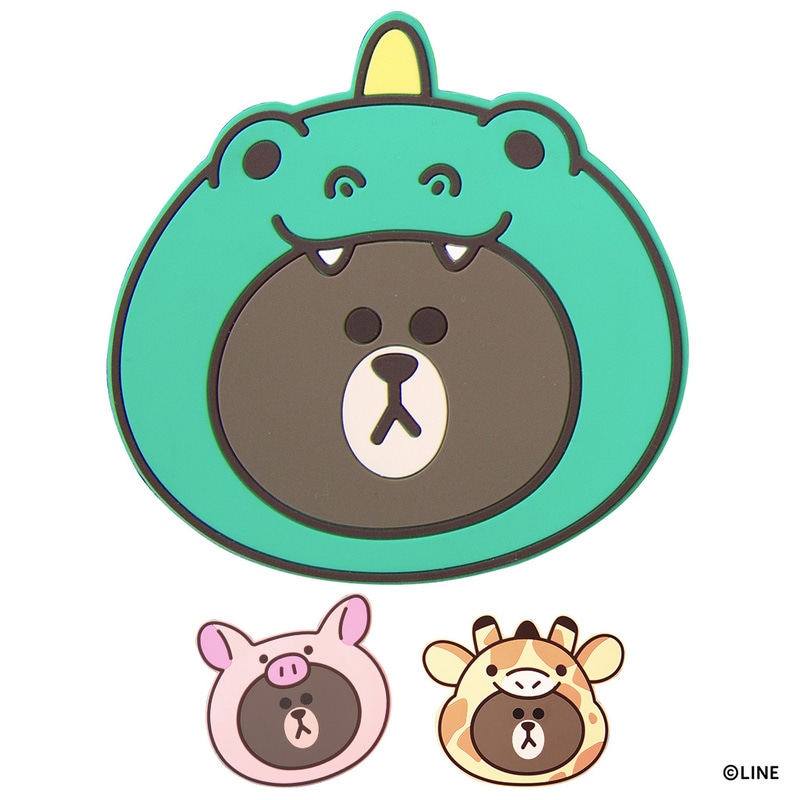 【訳あり アウトレット】LINE FRIENDS JUNGLE 急速充電対応 ワイヤレス充電パッド ジャングルブラウン「LINE FRIENDS公式ライセンス商品」