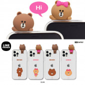 iPhone SE (第3世代) ケース カバー LINEFRIENDS Figure BASIC CLEAR SOFT 3Dフィギュア付き [iPhone SE3/SE2/12 Pro/12/12 mini/12 Pro Max]