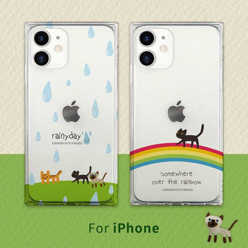 iPhone 12 mini / iPhone 12 Pro / 12  対応 ケース AKAN ソフトスクエアケース MAINICHI NEKOTACHI