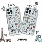 【iPhone 12 mini / iPhone 12 / 12 Pro ケース】Dparks スピリットPLUS クリアケース I LOVE PARIS / NEWYORK きせかえ背面カバー