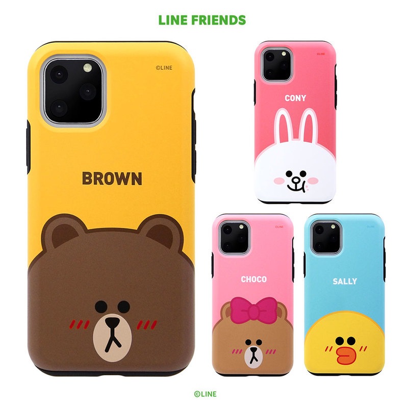 【訳あり アウトレット】 iPhone 11 Pro / iPhone 11 Pro Max / iPhone 11 ケース LINE FRIENDS DUAL GUARD FACE（ラインフレンズ デュアルガード フェイス）5.8インチ 6.1インチ 6.5インチ アイフォン カバー 公式ライセンス品 