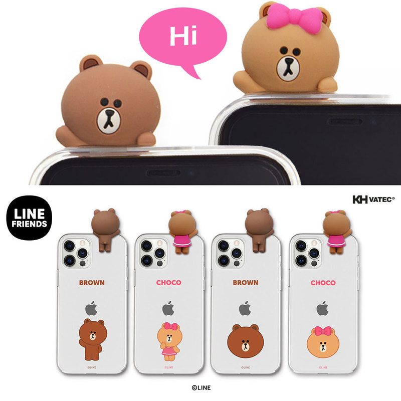 【訳あり アウトレット】 iPhone SE (第3世代) ケース カバー LINEFRIENDS Figure BASIC CLEAR SOFT 3Dフィギュア付き [iPhone SE3/SE2/12 Pro/12/12 mini/12 Pro Max]